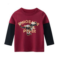 男の子のファッションコントラスト長袖プリントTシャツ 